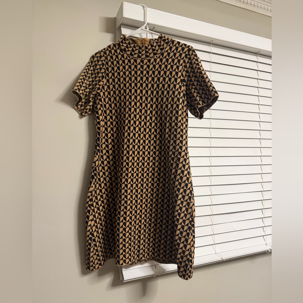 Anthropologie Black and Tan Mini Dress